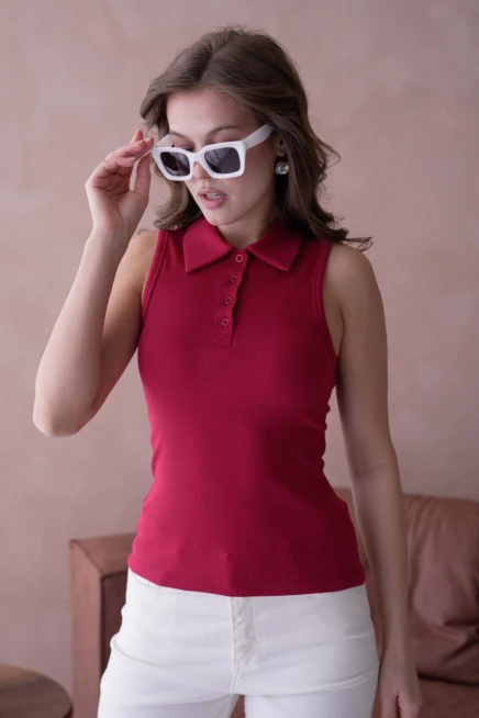 Polo Yaka Kolsuz Basic T-Shirt