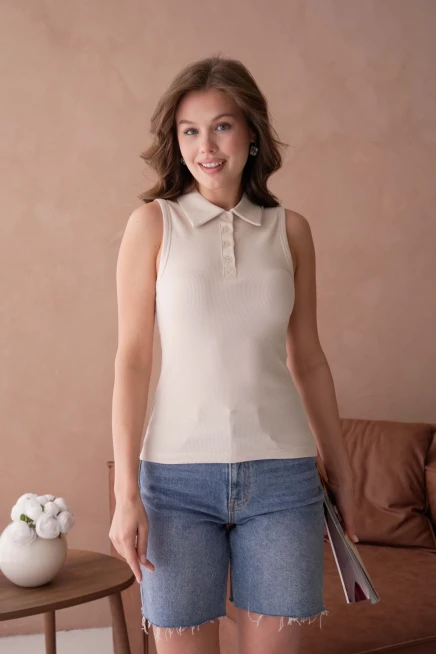 Polo Yaka Kolsuz Basic T-Shirt