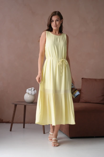Sarı Kısa Kol Salaş Yazlık Elbise
