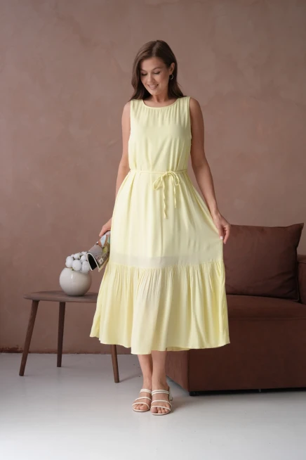 Sarı Kısa Kol Salaş Yazlık Elbise