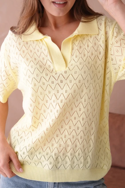 Polo Yaka Kısa Kol Salaş Yazlık Triko T-Shirt