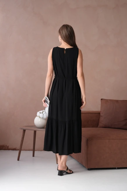 Siyah Kısa Kol Yazlık Elbise