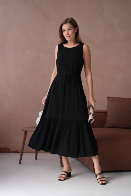 Siyah Kısa Kol Yazlık Elbise