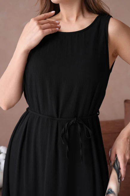 Siyah Kısa Kol Yazlık Elbise