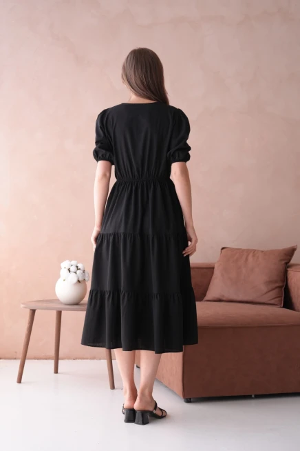 Siyah Kısa Kol Yazlık Elbise