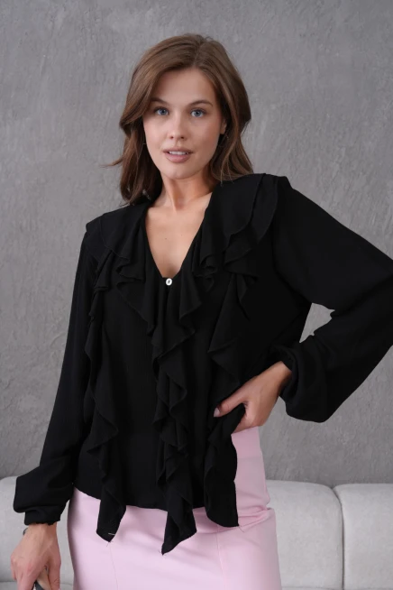 Uzun Kol Kırinkıl Yazlık Dokuma Bluz