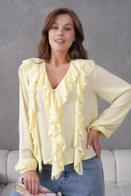 Uzun Kol Kırinkıl Yazlık Dokuma Bluz