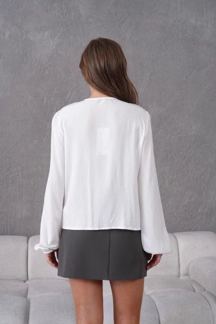 Uzun Kol Kırinkıl Yazlık Dokuma Bluz