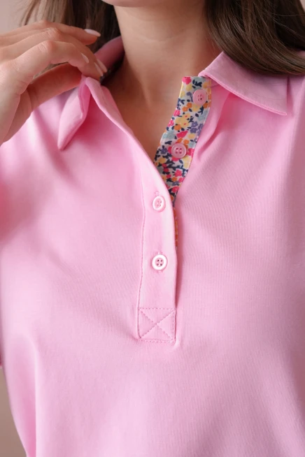 Polo Yaka Kısa Kol Düğmeli Basic T-Shirt