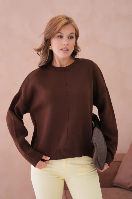 Kadı Bisiklet Yak Ajurlu Oversize Triko Kazak