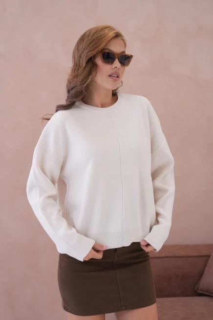 Kadı Bisiklet Yak Ajurlu Oversize Triko Kazak