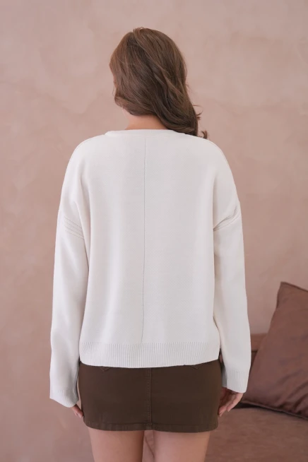 Kadı Bisiklet Yak Ajurlu Oversize Triko Kazak