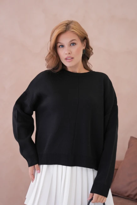 Kadı Bisiklet Yak Ajurlu Oversize Triko Kazak