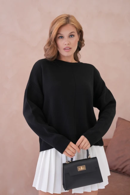 Kadı Bisiklet Yak Ajurlu Oversize Triko Kazak