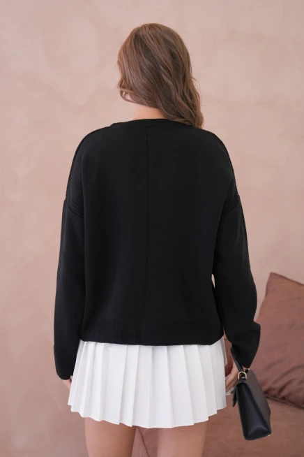 Kadı Bisiklet Yak Ajurlu Oversize Triko Kazak