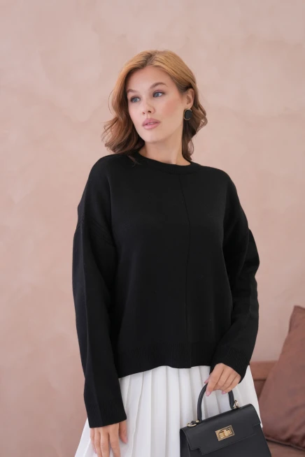 Kadı Bisiklet Yak Ajurlu Oversize Triko Kazak