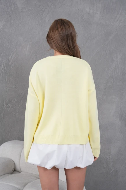 Kadı Bisiklet Yak Ajurlu Oversize Triko Kazak