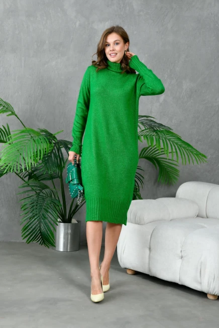 Kadın Balıkçı Yaka Kışlık Triko Elbise