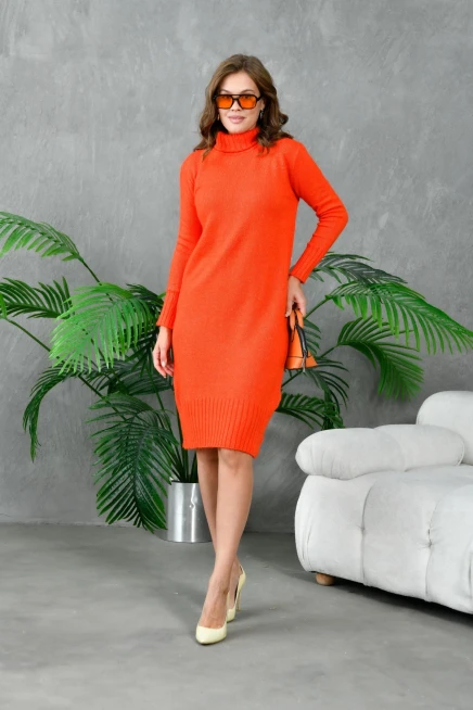 Kadın Balıkçı Yaka Kışlık Triko Elbise