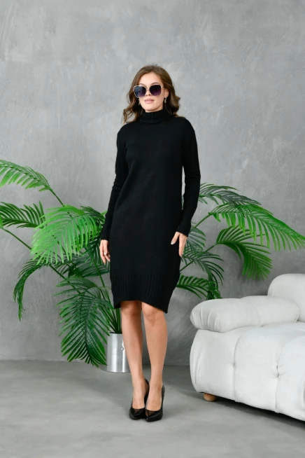 Kadın Balıkçı Yaka Kışlık Triko Elbise