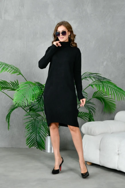 Kadın Balıkçı Yaka Kışlık Triko Elbise