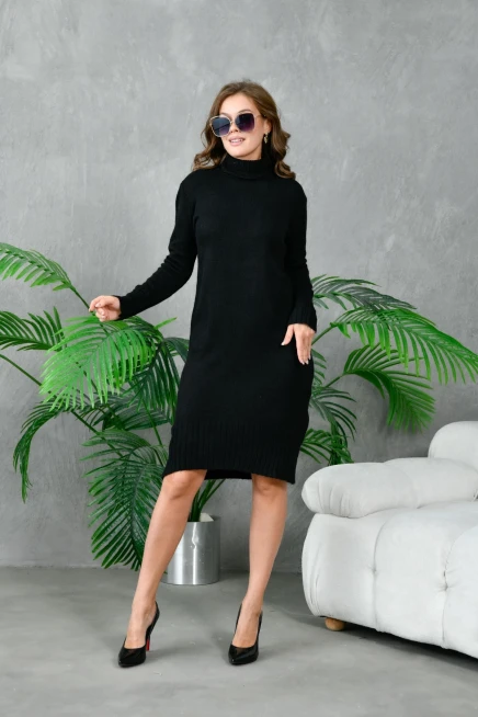 Kadın Balıkçı Yaka Kışlık Triko Elbise