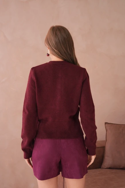 Kadın Bisiklet Yaka Düğme Detaylı Triko Hırka