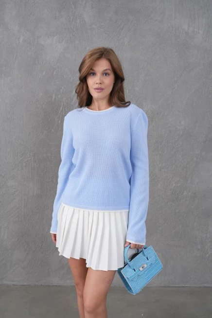 Kadın Bisiklet Yaka Garni Detay Triko Kazak