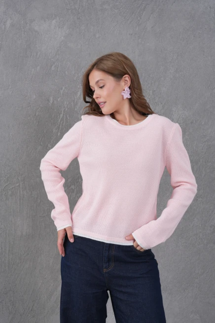 Kadın Bisiklet Yaka Garni Detay Triko Kazak