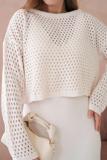 Kadın Geniş Yaka Örgü Detay İkili Triko Takım