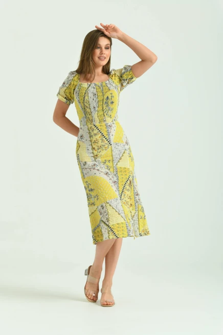 Yırmaçlı Desenli Yazlık Elbise