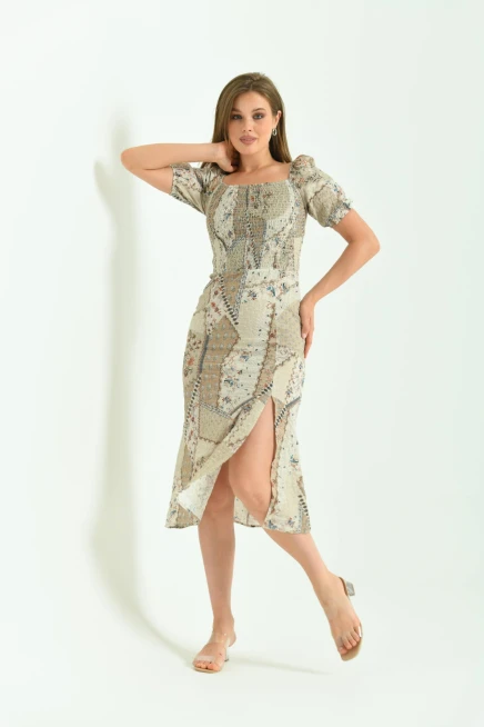 Yırmaçlı Desenli Yazlık Elbise