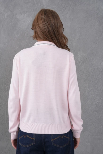 Kadın Polo Yaka Garni Detay Triko Kazak