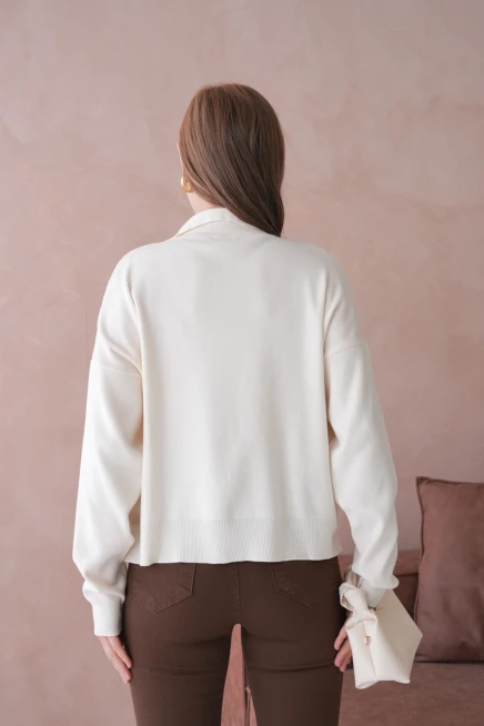 Kadın Polo Yaka Oversize Triko Kazak