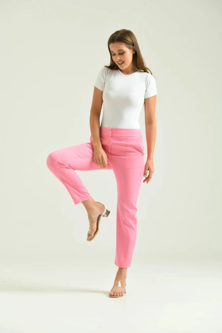 Kadın Pembe Basic Kumaş Pantolon