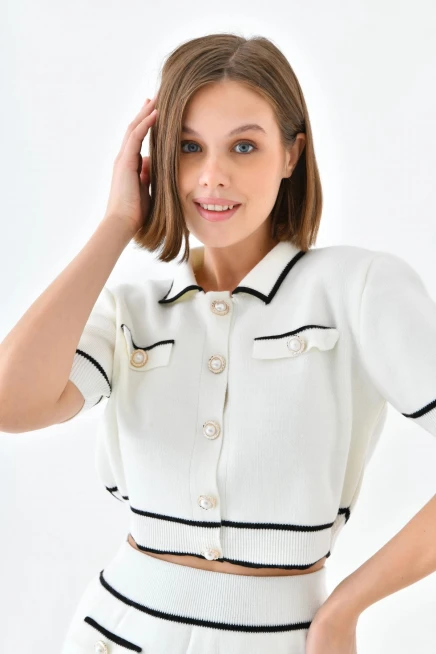 Polo Yaka Düğme Detaylı İkili Takım