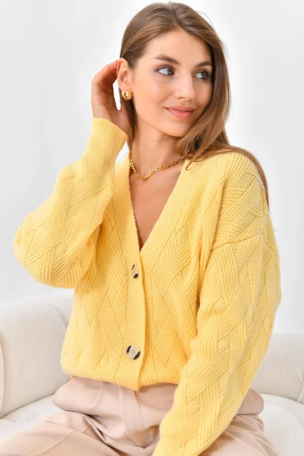 Yumuşak Dokulu Sarı Hırka