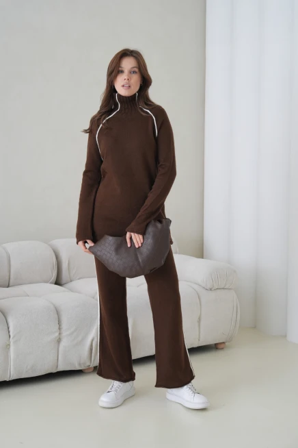 Kadın Balıkçı Yaka Kazak Pantolon İkili Triko Takım