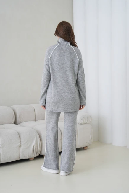 Kadın Balıkçı Yaka Kazak Pantolon İkili Triko Takım