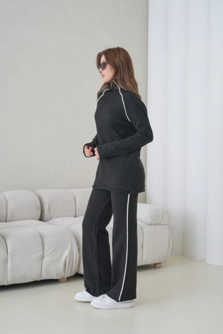 Kadın Balıkçı Yaka Kazak Pantolon İkili Triko Takım