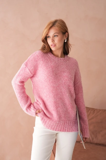 Kadın Bisiklet Bürümcük Yaka Yumuşak Dokulu Oversize Triko Kazak