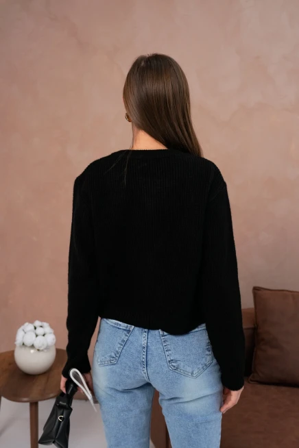 Kadın Bisiklet Yaka Fermuar Kapama Nakışlı Kaşkorse Triko Hırka