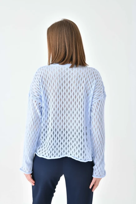 Kadın Bisiklet Yaka Örgü Detay Triko Kazak