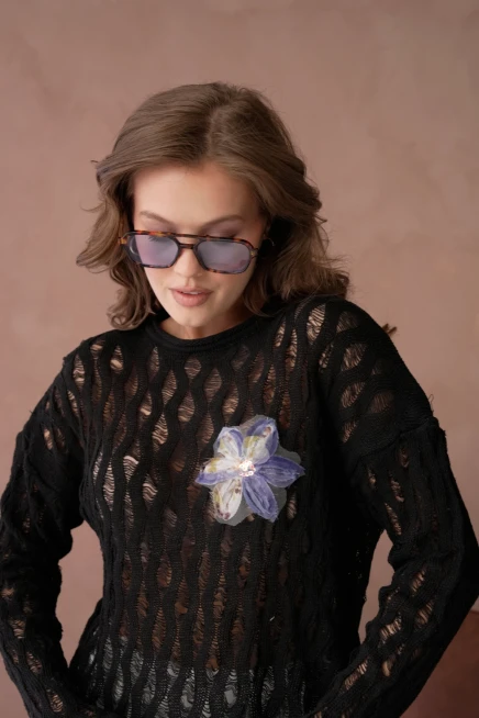 Kadın Bisiklet Yaka Örgü Detay Triko Kazak