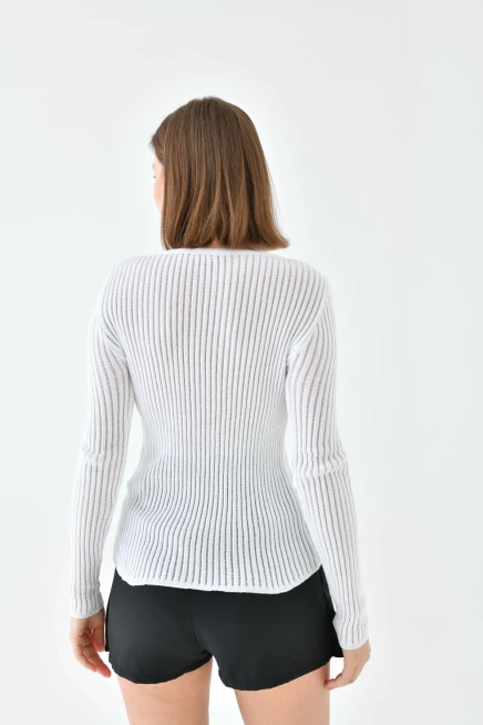 Kadın Bisiklet Yaka Slim Fit Kaşkorse Triko Kazak