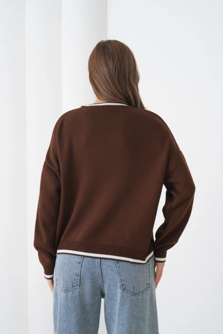 Kadın Bisiklet Yaka Yumuşak Dokulu Oversize Triko Kazak