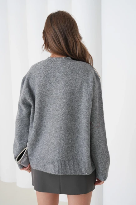 Kadın V Yaka Yumuşak Dokulu Oversize Triko Kazak