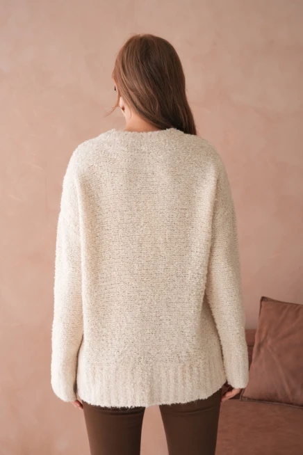 Kadın Bisiklet Bürümcük Yaka Yumuşak Dokulu Oversize Triko Kazak