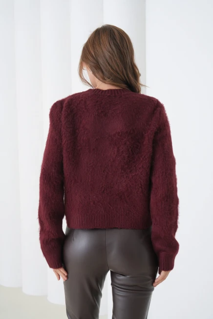 Kadın Bisiklet Yaka Düğme Detaylı Yumuşak Dokulu Şardonlu Triko Ceket