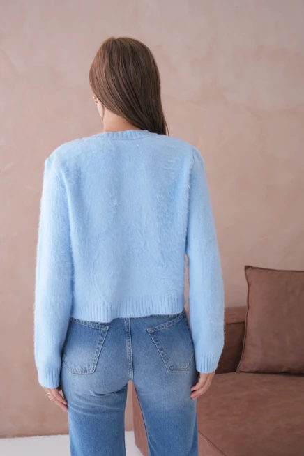 Kadın Bisiklet Yaka Düğme Detaylı Yumuşak Dokulu Şardonlu Triko Ceket